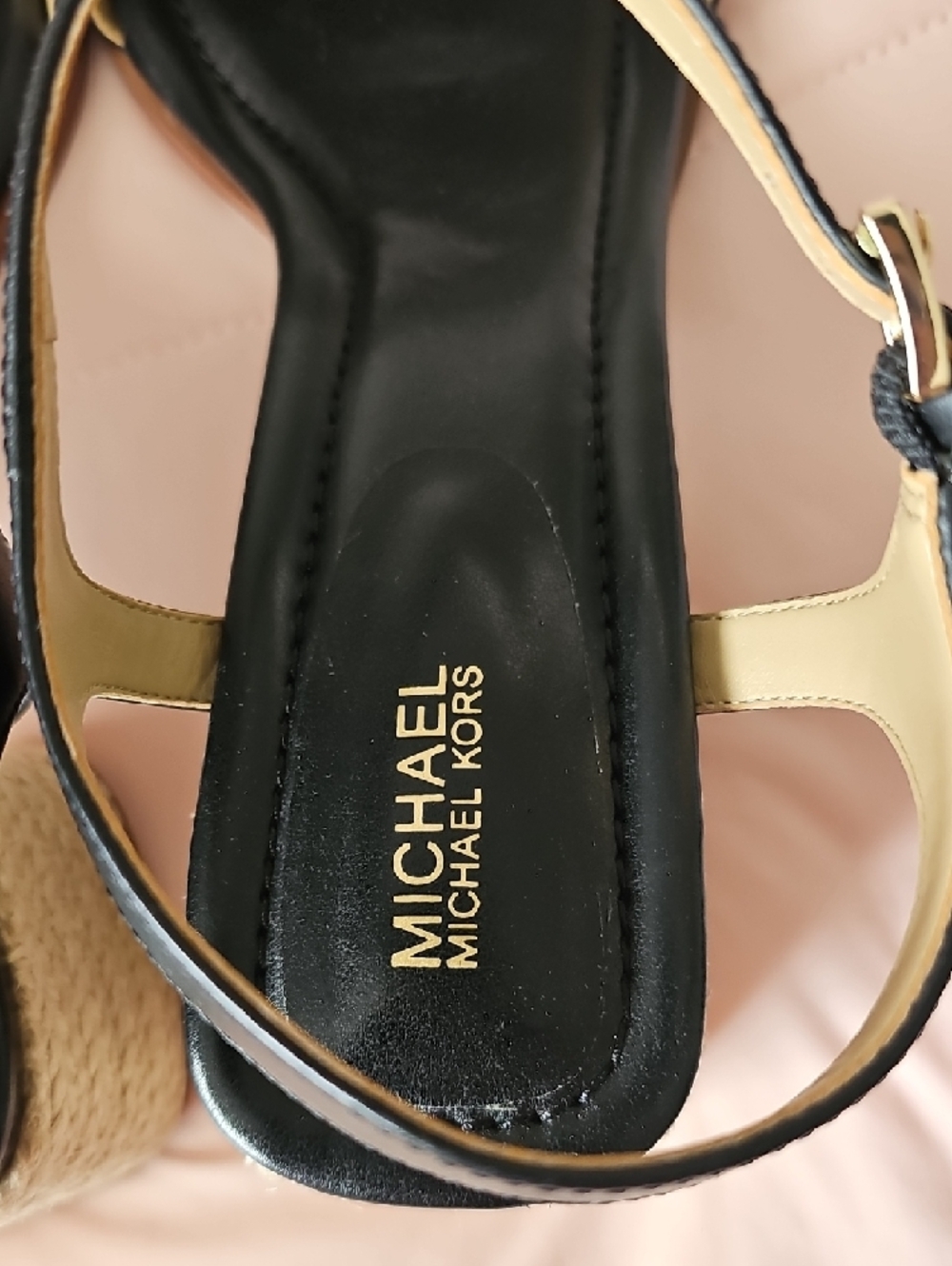 Michael Kors Mandy Mid Sandal Black Leather Ankle-Strap Block Heel, W9.5M - Picture 4 of 6